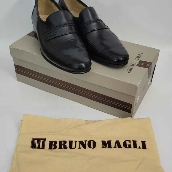 Vintage Bruno Magli Italian Loafers Black Leather Men's 8.5 M NEAR MINT - Picture 10 of 10